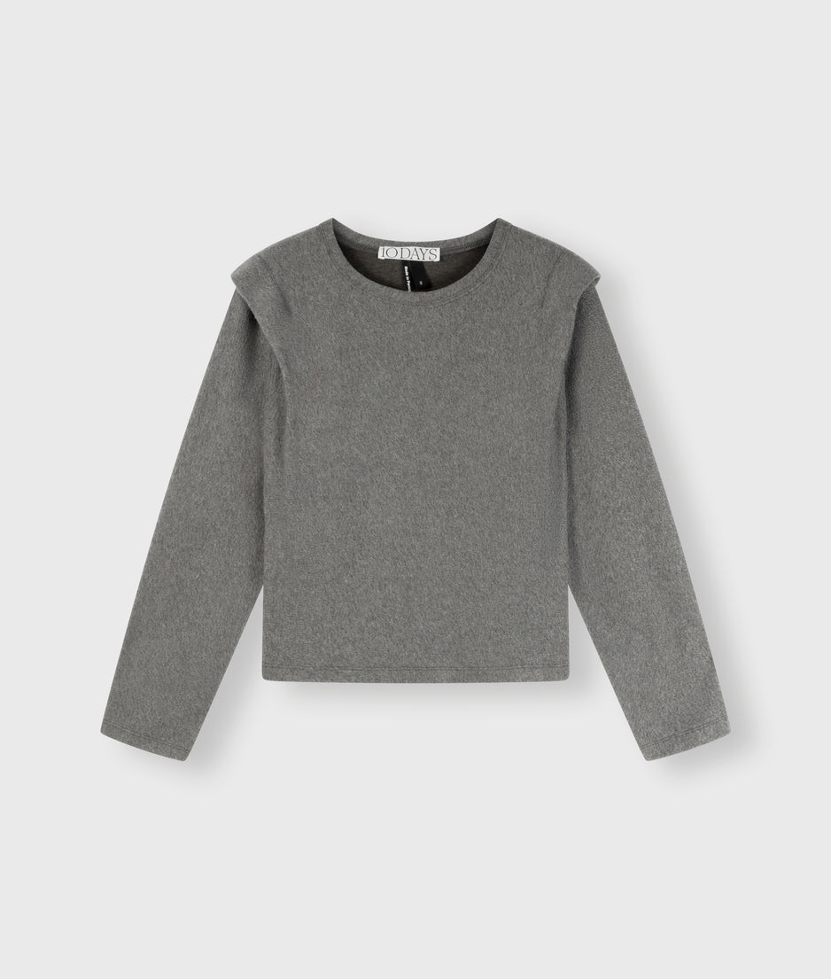 folded shoulder sweater | oil grey