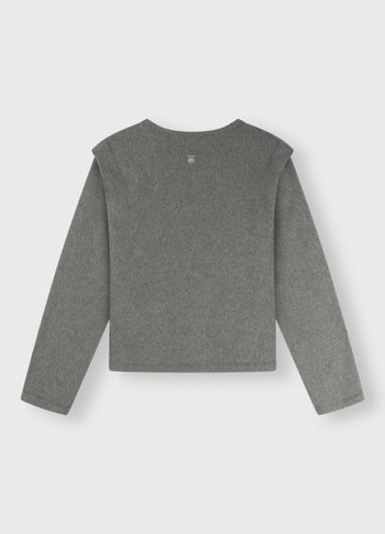 folded shoulder sweater | oil grey