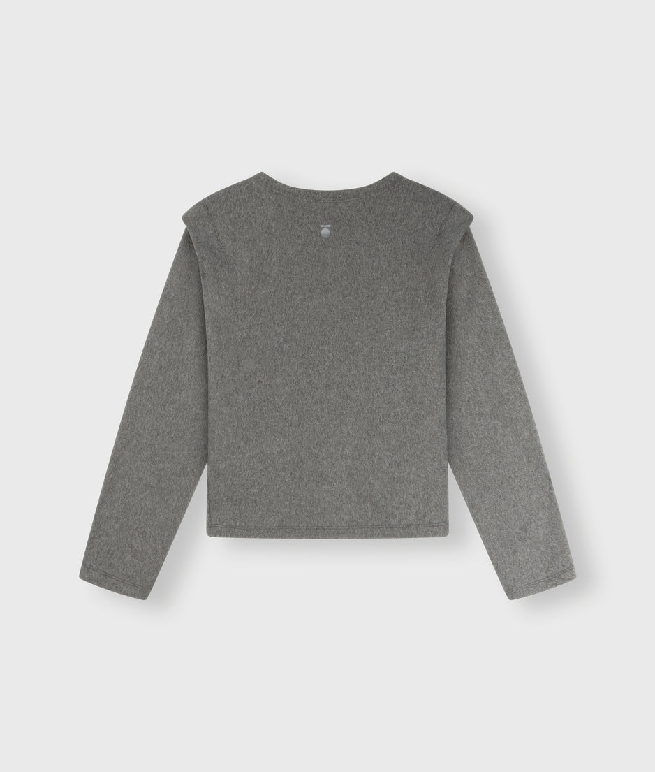 folded shoulder sweater | oil grey