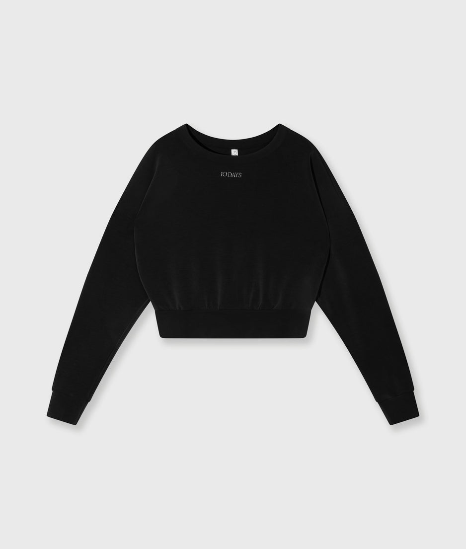 soft scuba cropped sweater | black