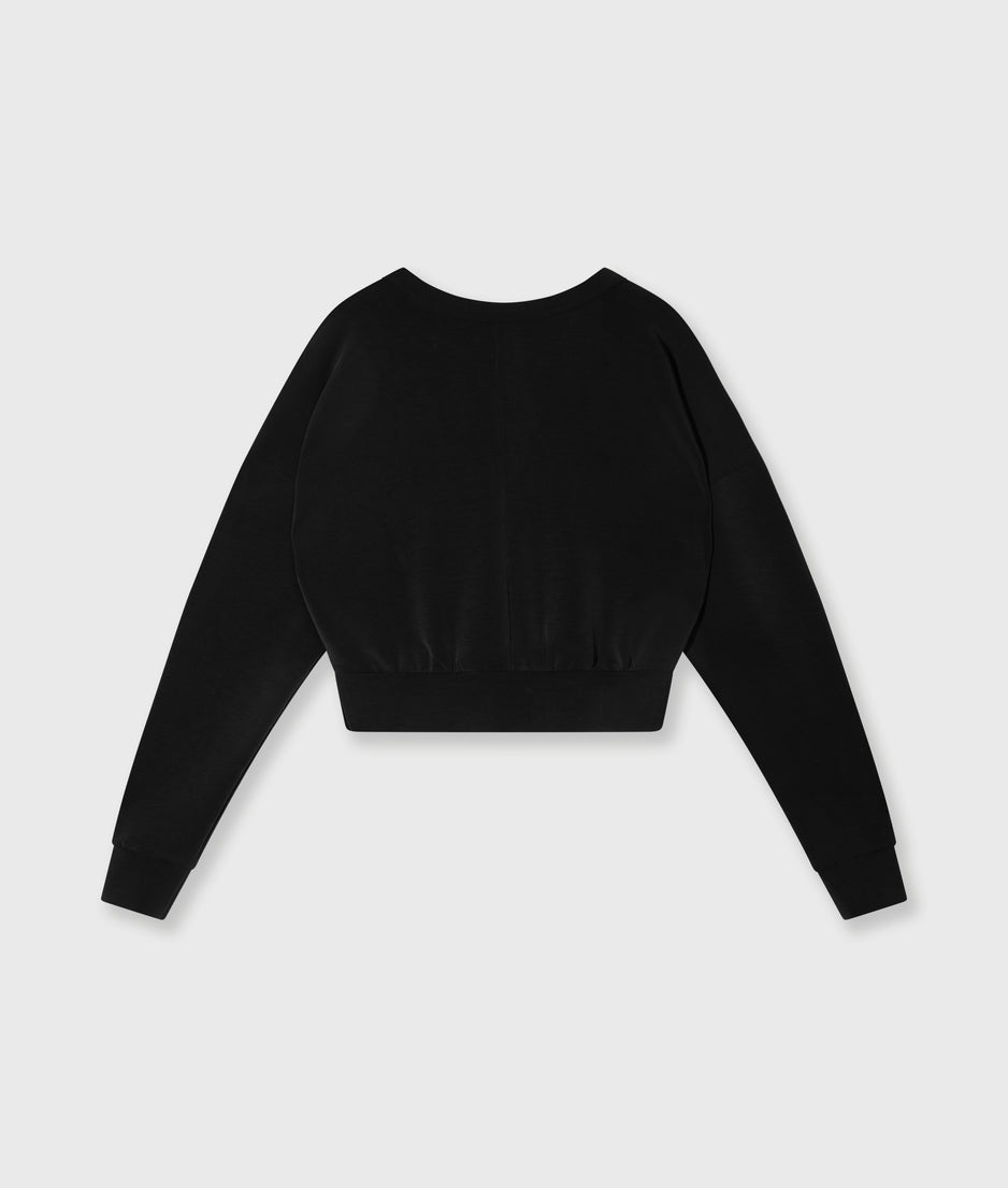soft scuba cropped sweater | black