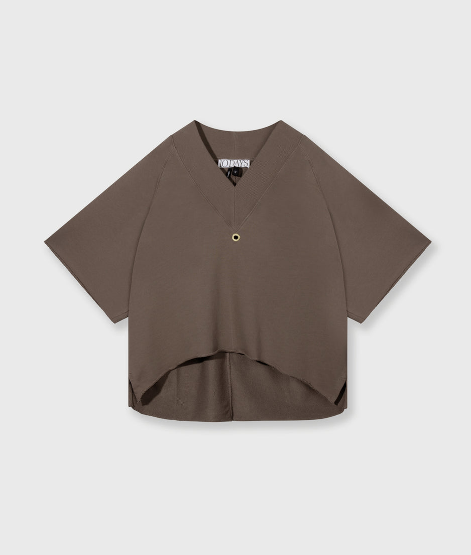 short sleeve sweater v-neck | moonrock