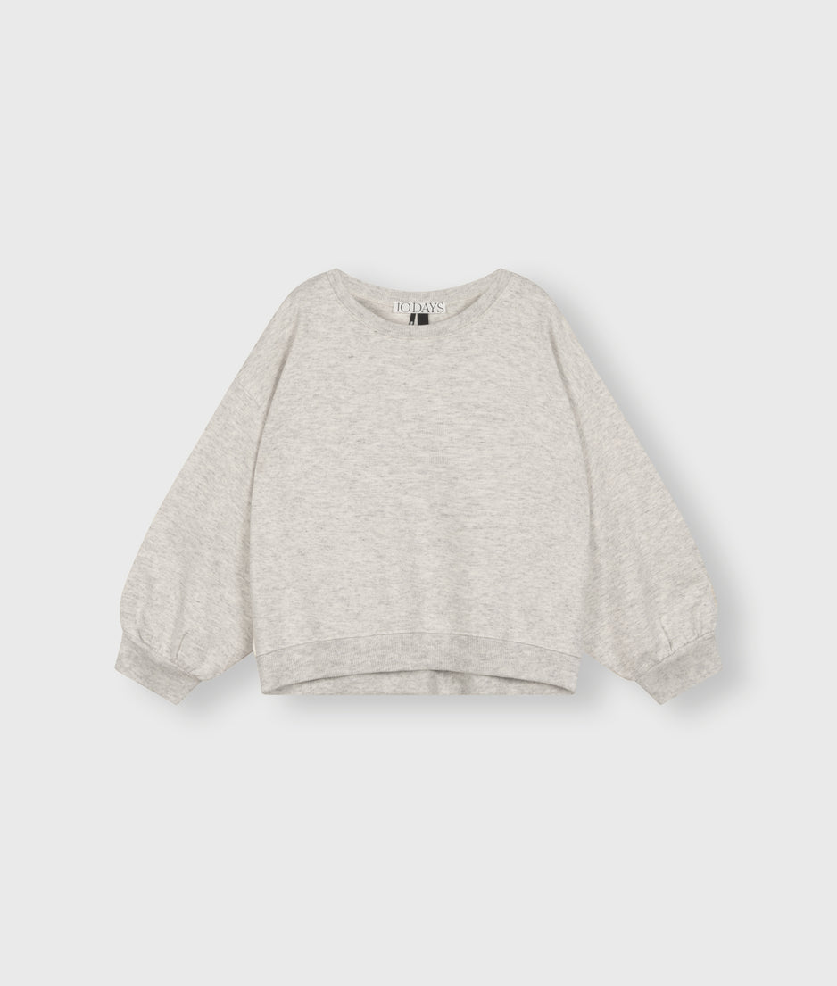 balloon sleeve knit sweater | white grey melee