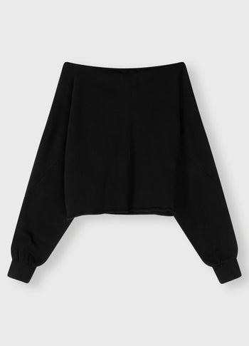 cropped boat neck sweater | black
