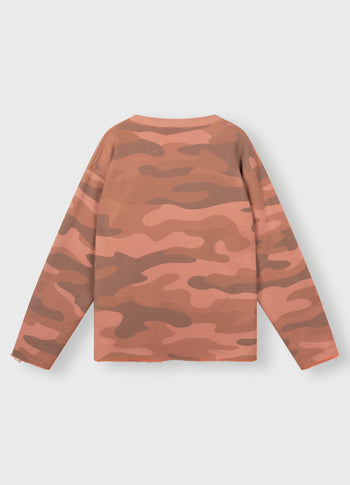 statement sweater camo | saddle brown