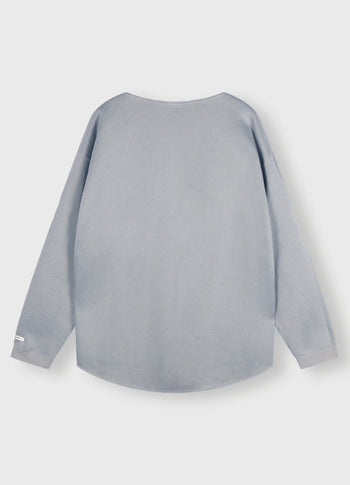 raw edge statement sweater | storm blue