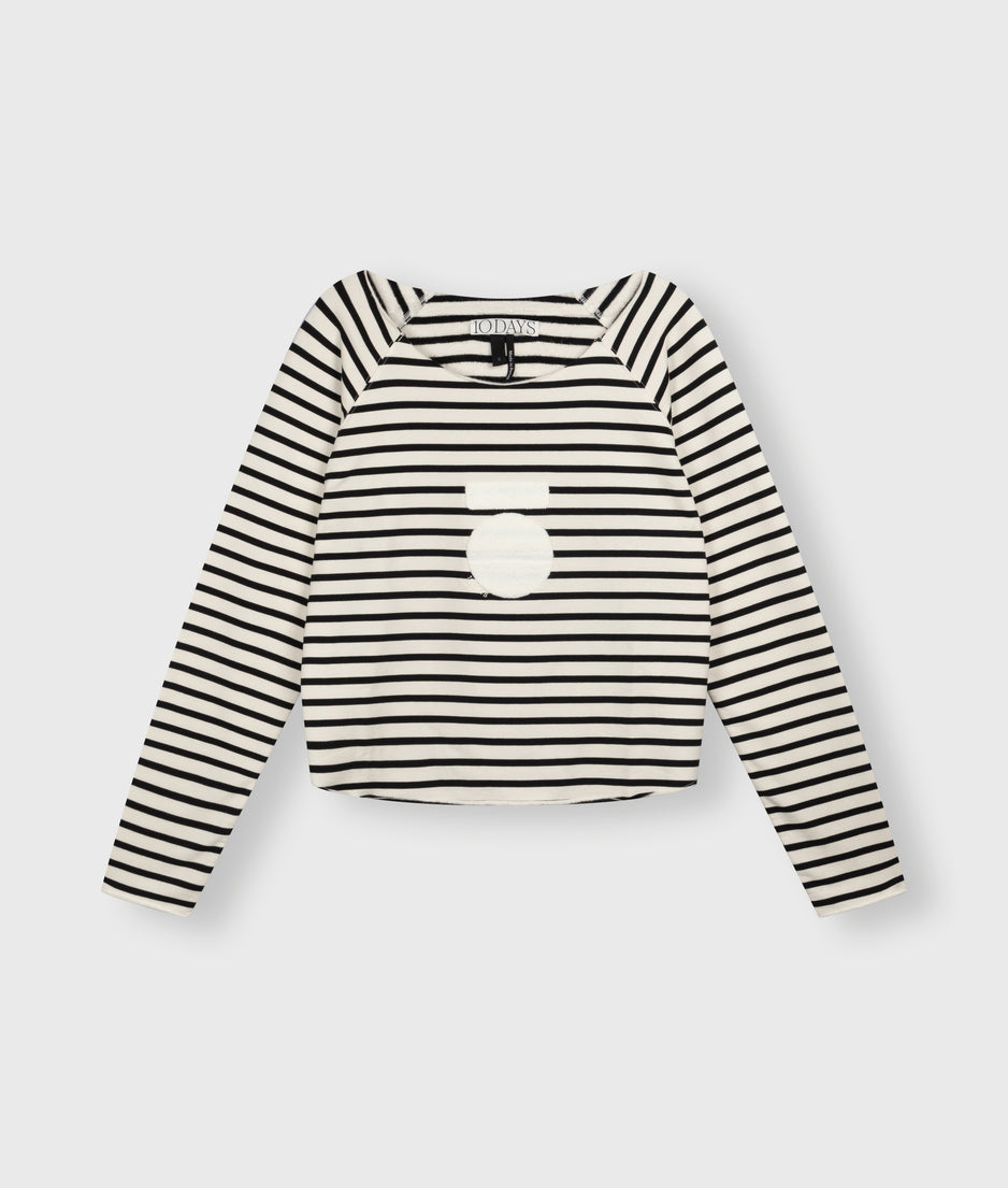 cropped icon sweater stripes | ecru/black