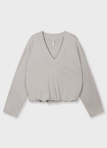 V-hals balloon sweater | stone