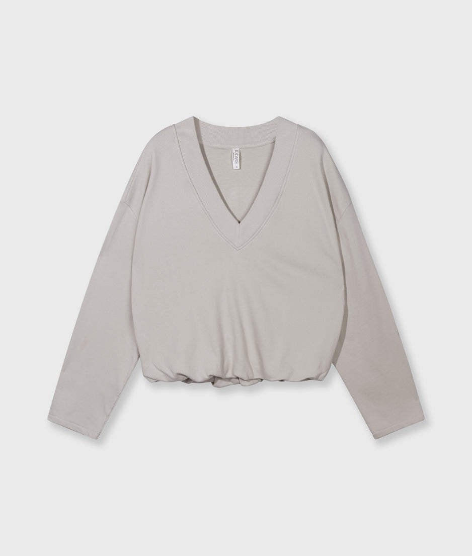 V-hals balloon sweater | stone