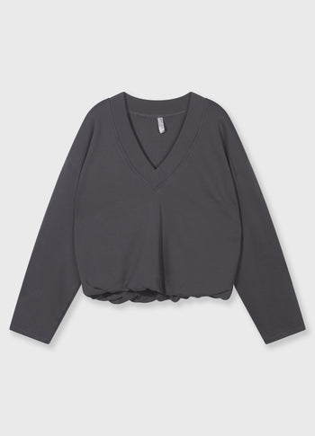 V-hals balloon sweater | steel blue