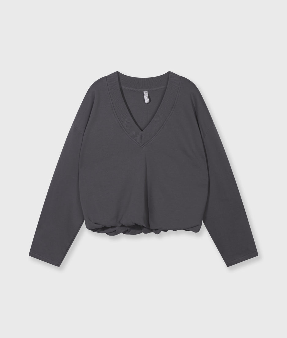 V-hals balloon sweater | steel blue