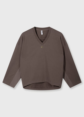 sweater v-neck fleece | moonrock