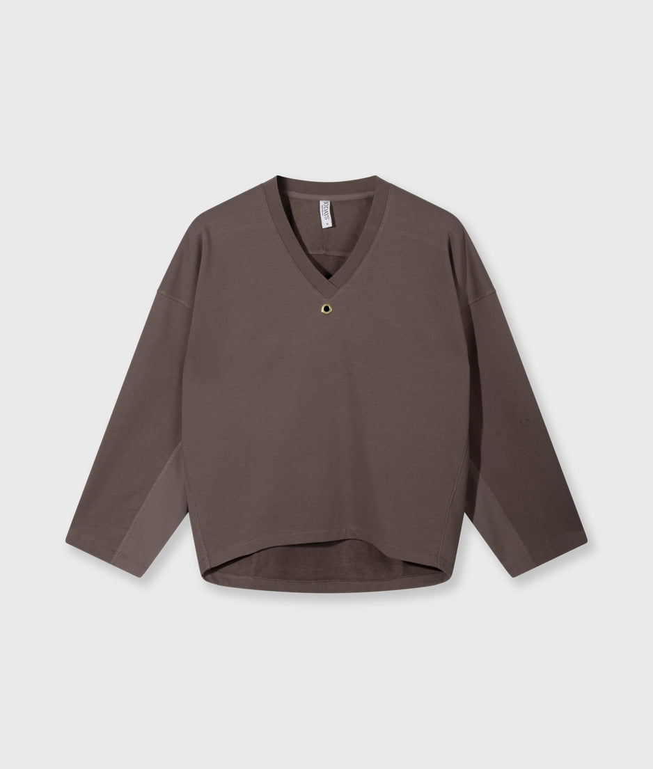 sweater v-neck fleece | moonrock
