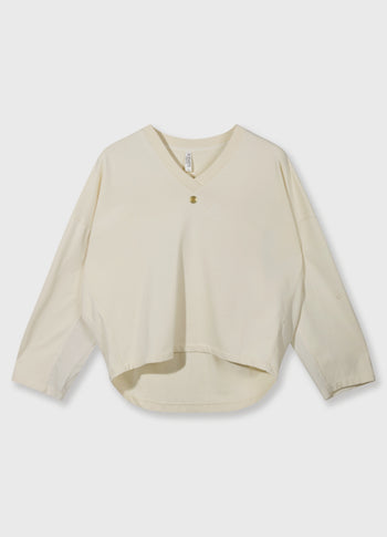 sweater v-neck fleece | soft vanilla