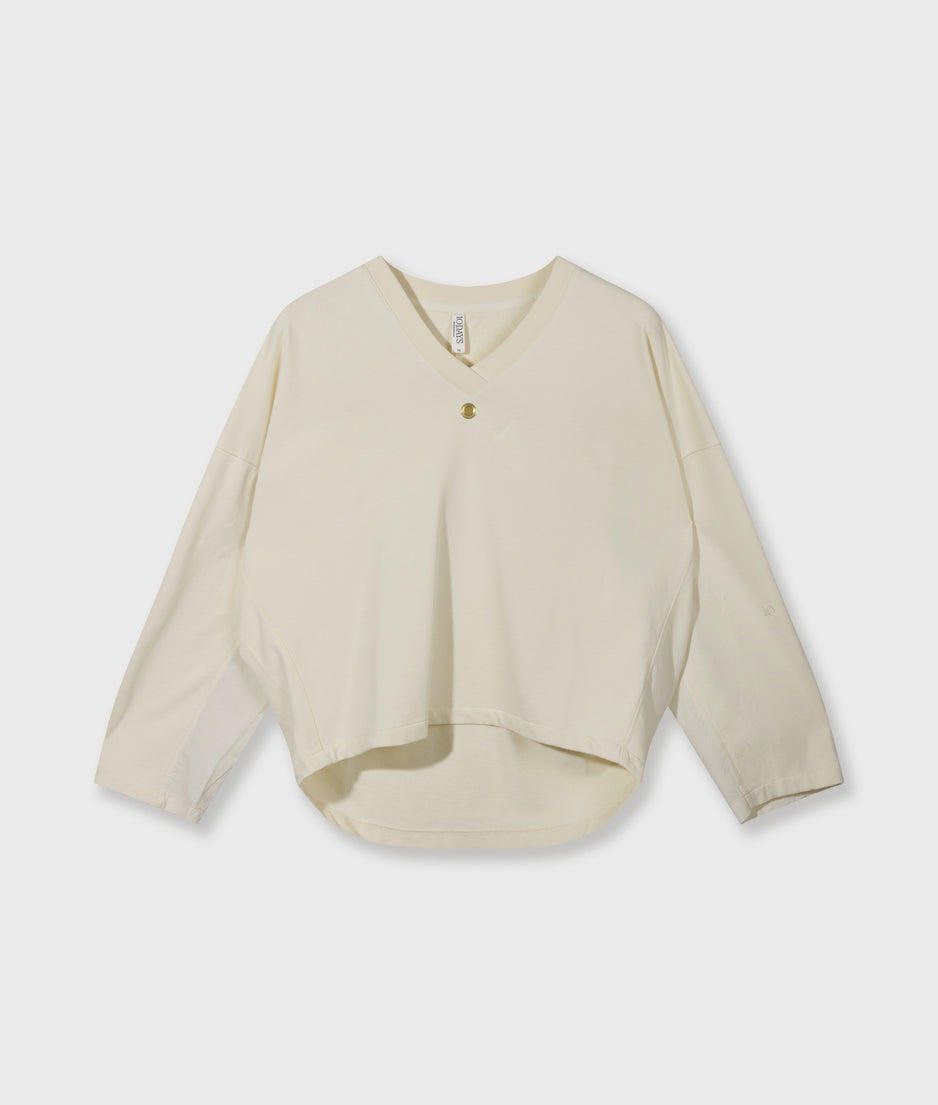 sweater v-neck fleece | soft vanilla