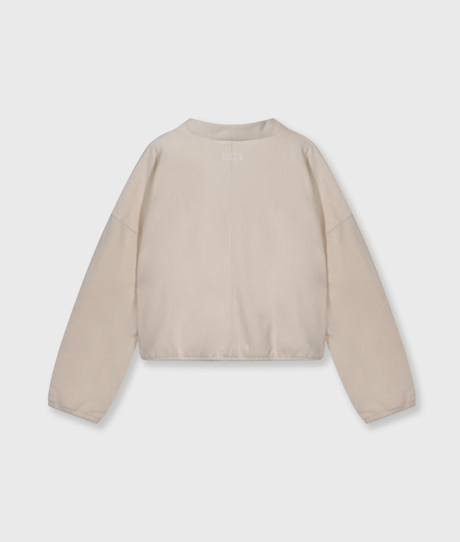 brushed baseball cardigan | powder