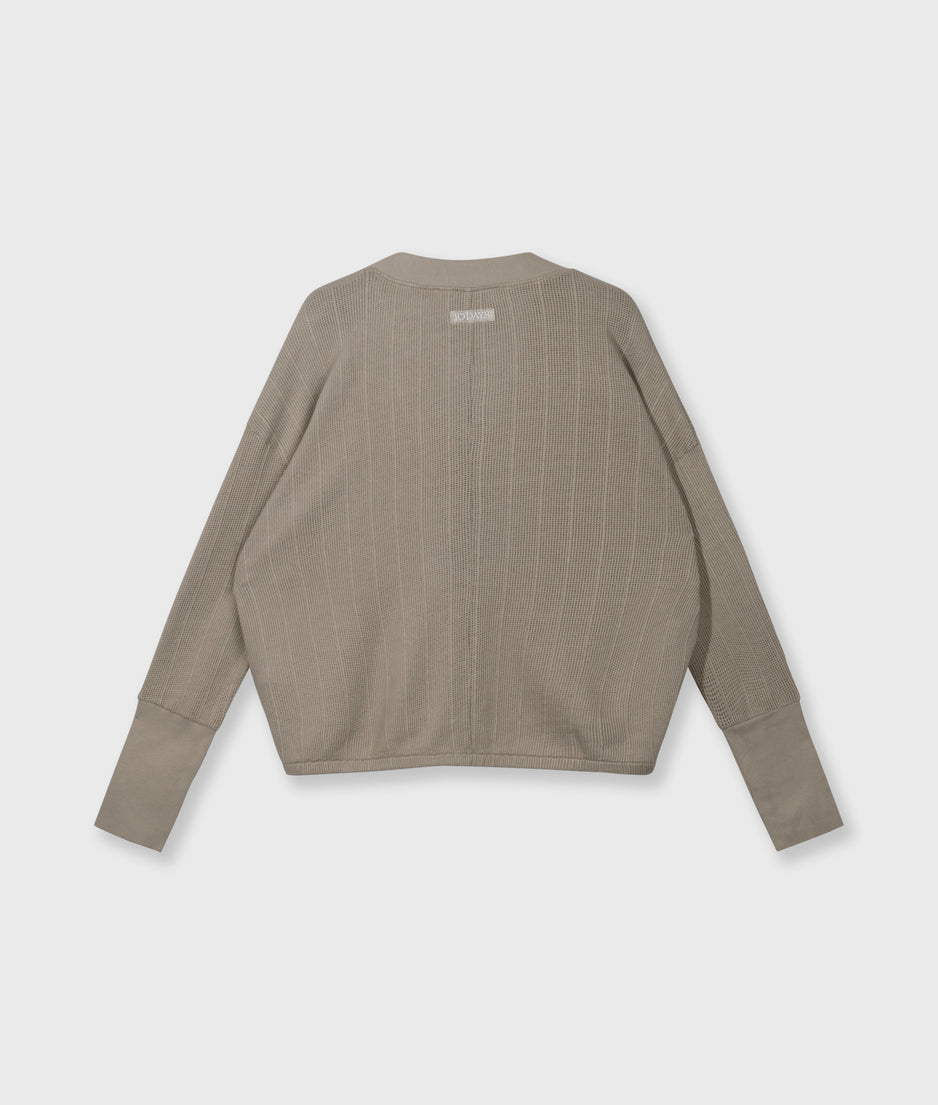 v-neck mesh cardigan | fog