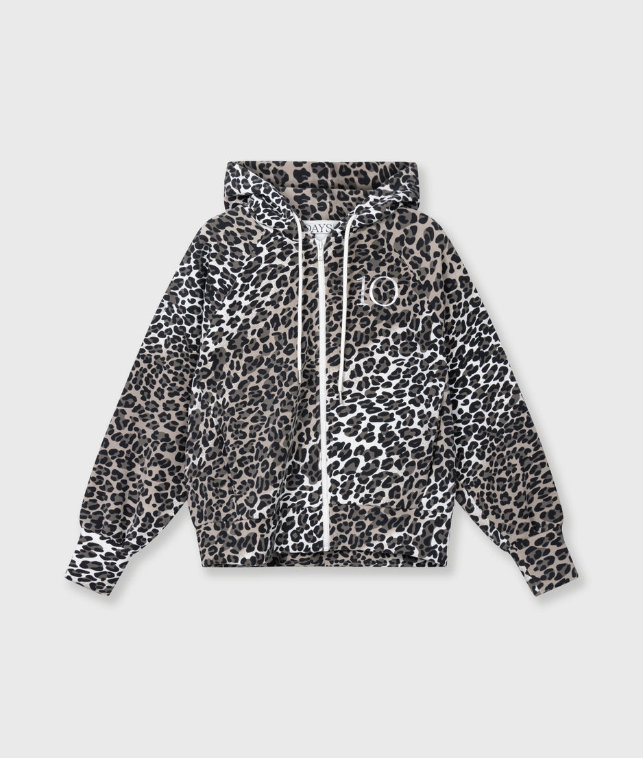 soft scuba hoodie leopard | ecru