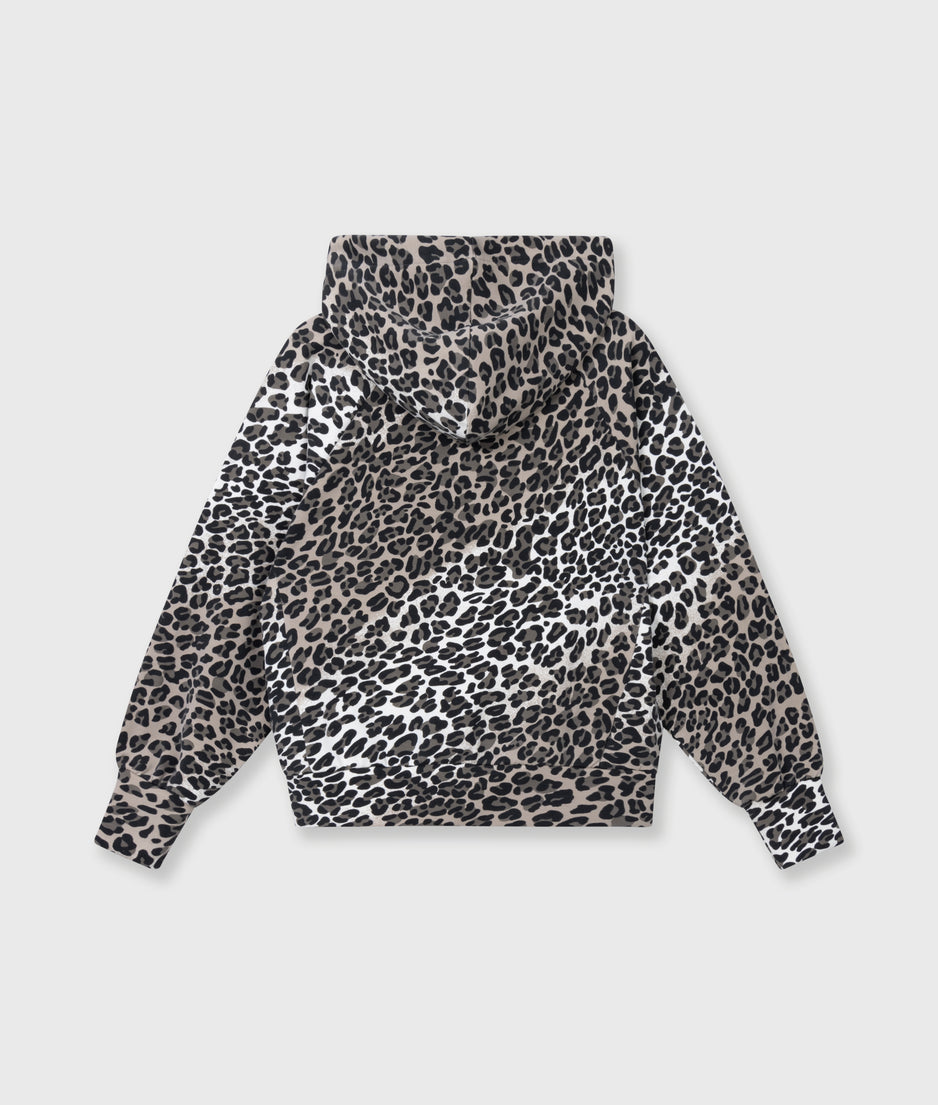 soft scuba hoodie leopard | ecru