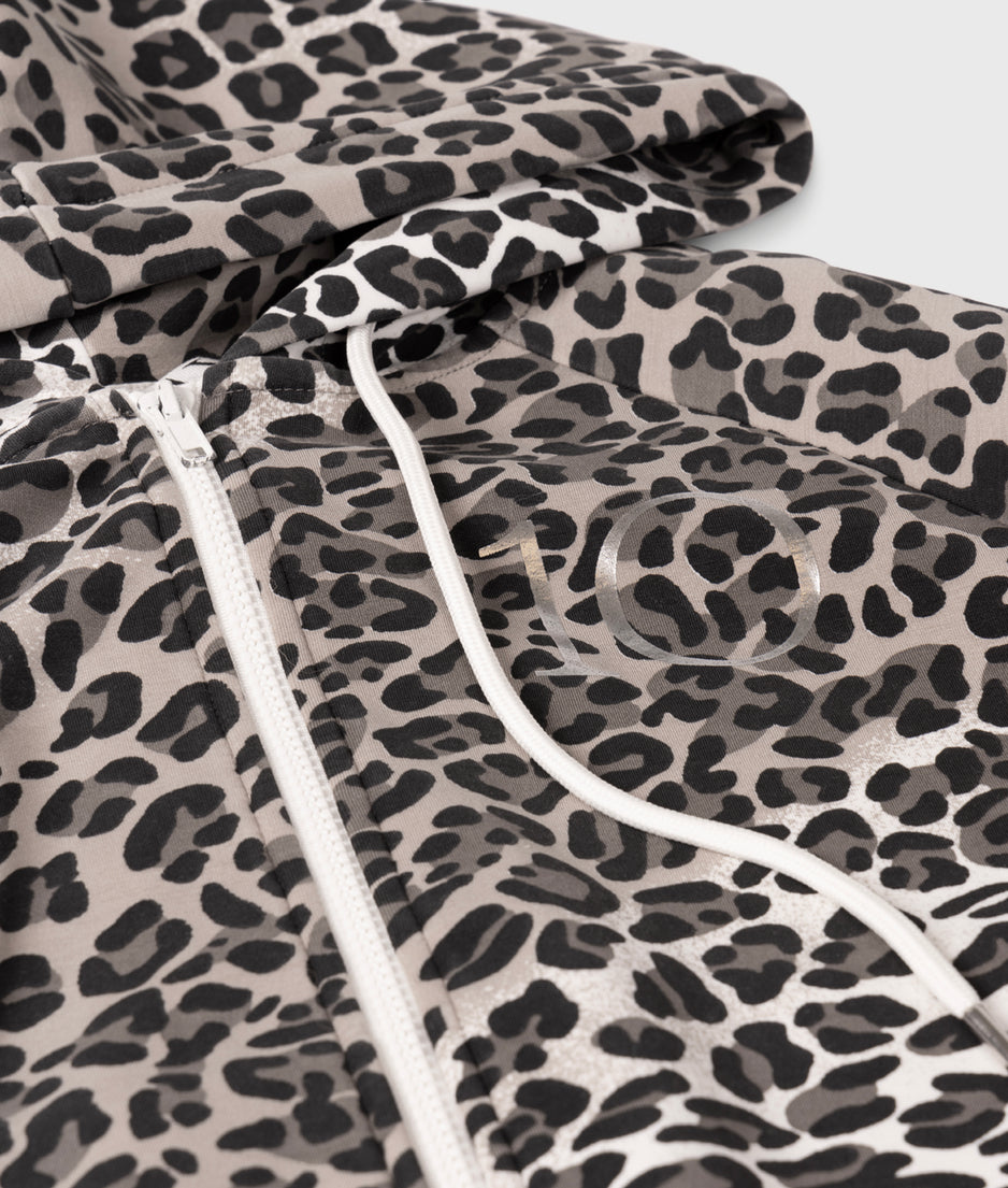 soft scuba hoodie leopard | ecru
