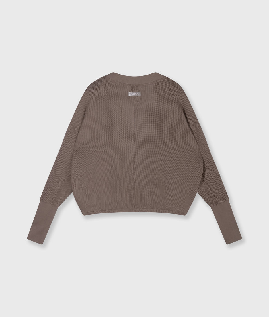 v-neck cardigan mesh | moonrock