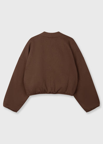 cropped baseball cardigan | dark truffle