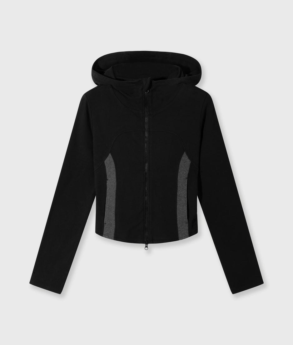 slim zip hoodie | black