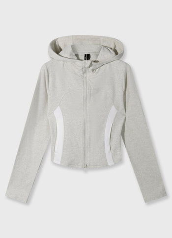 slim zip hoodie | soft white melee