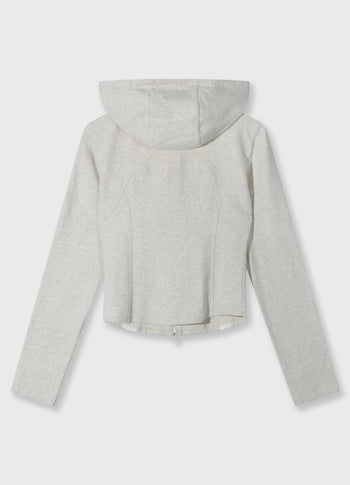 slim zip hoodie | soft white melee