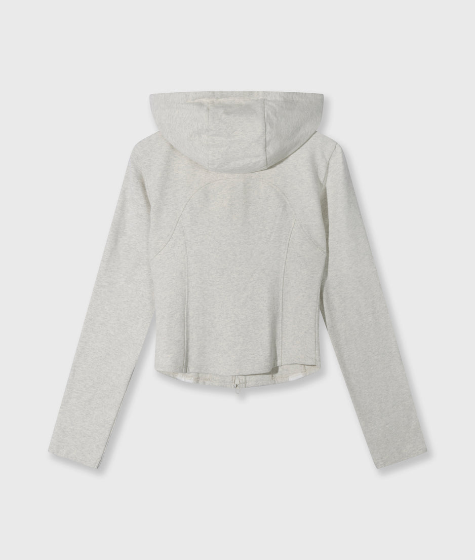 slim zip hoodie | soft white melee