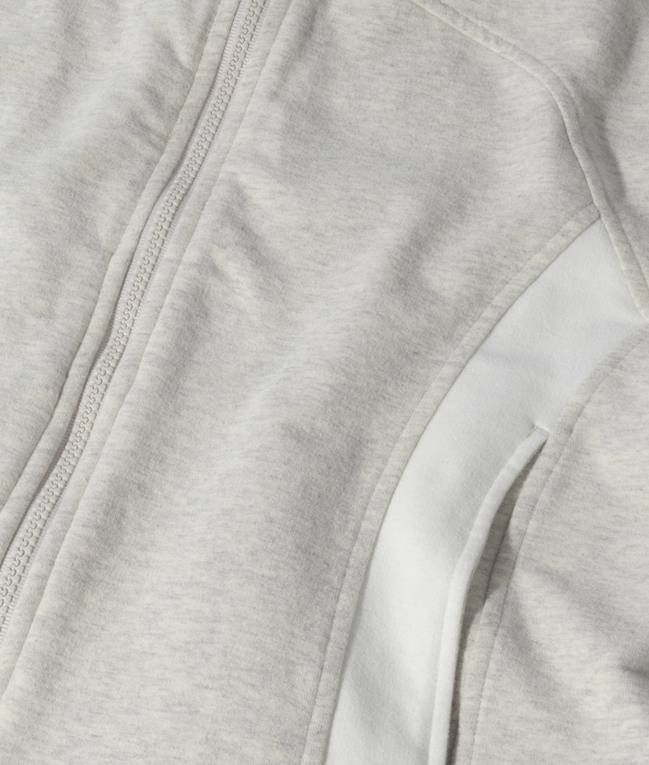 slim zip hoodie | soft white melee