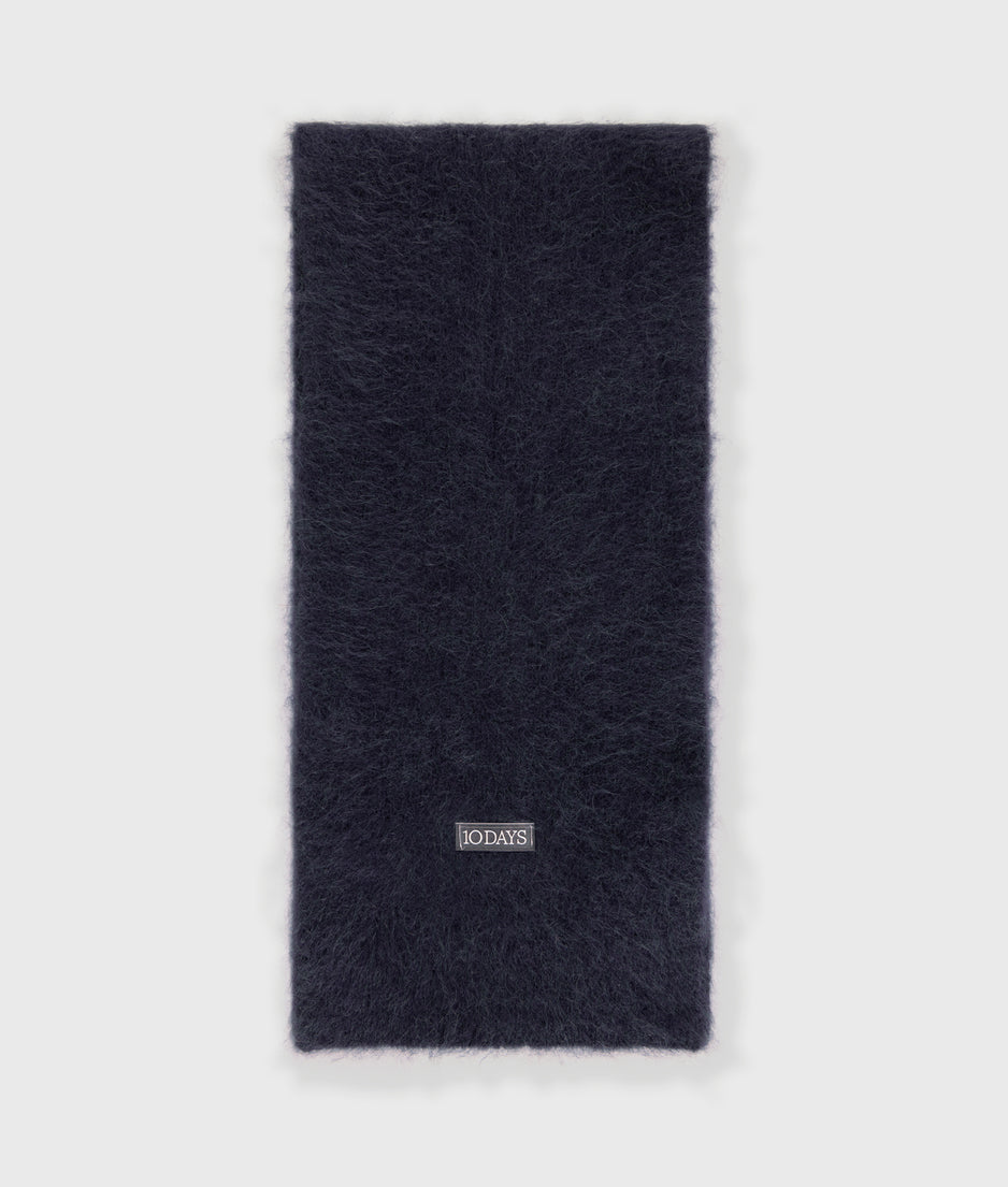 soft hairy knit scarf | dark navy