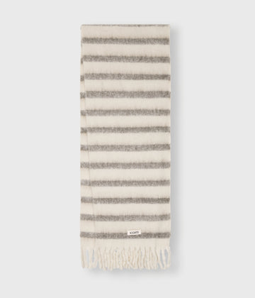 thick brushed scarf | ecru/moonrock