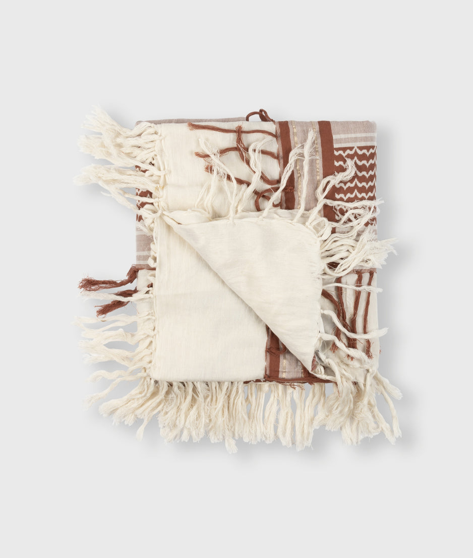 scarf check | saddle brown