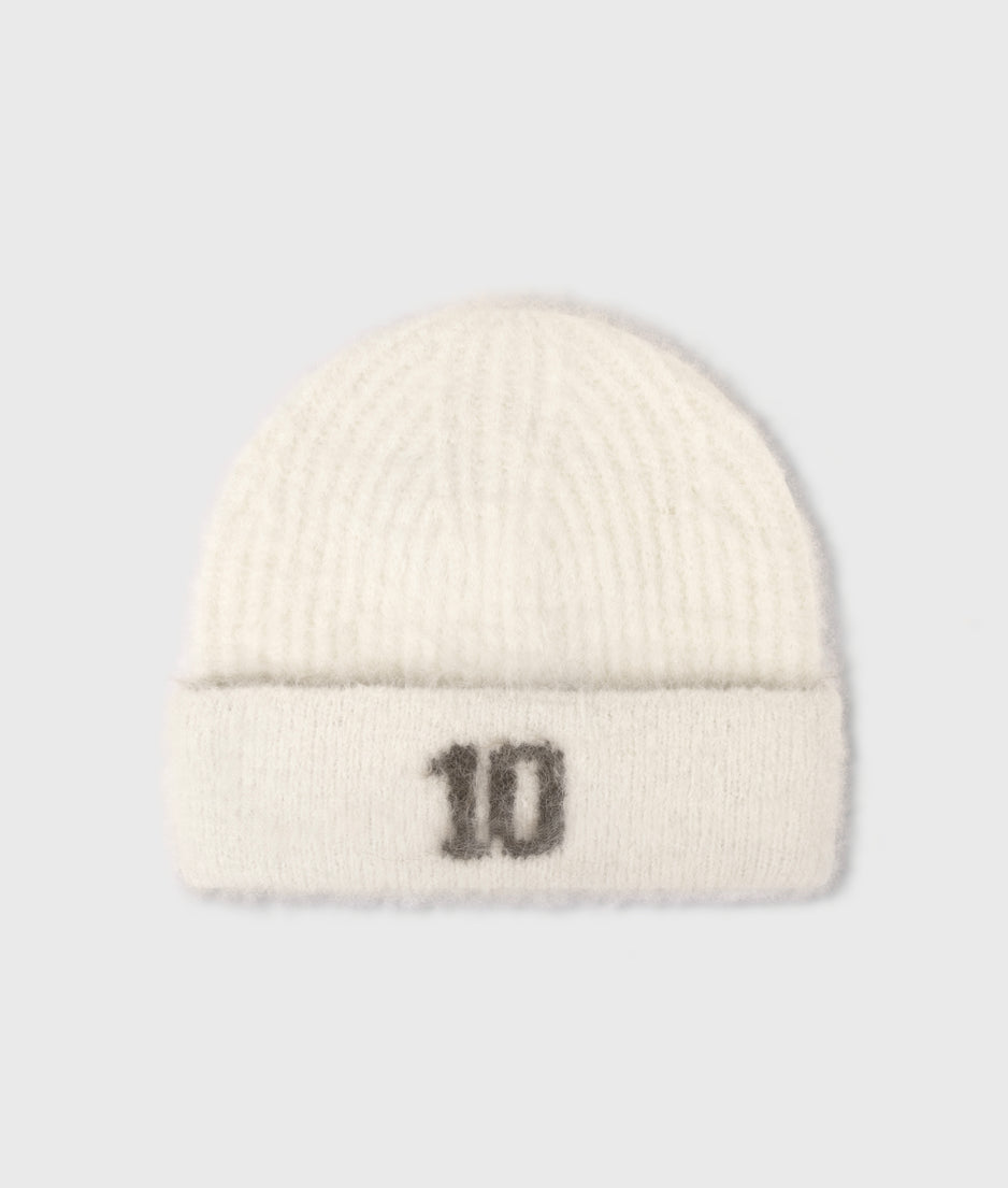 hairy knit beanie | ecru