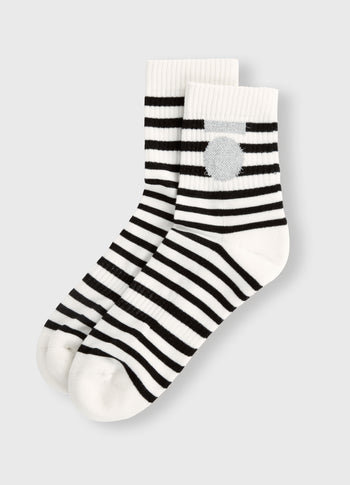 short socks stripes | ecru/black