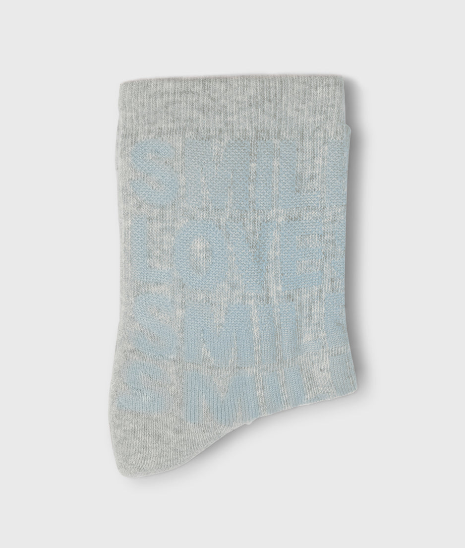 socks all-over smile love | light grey melee