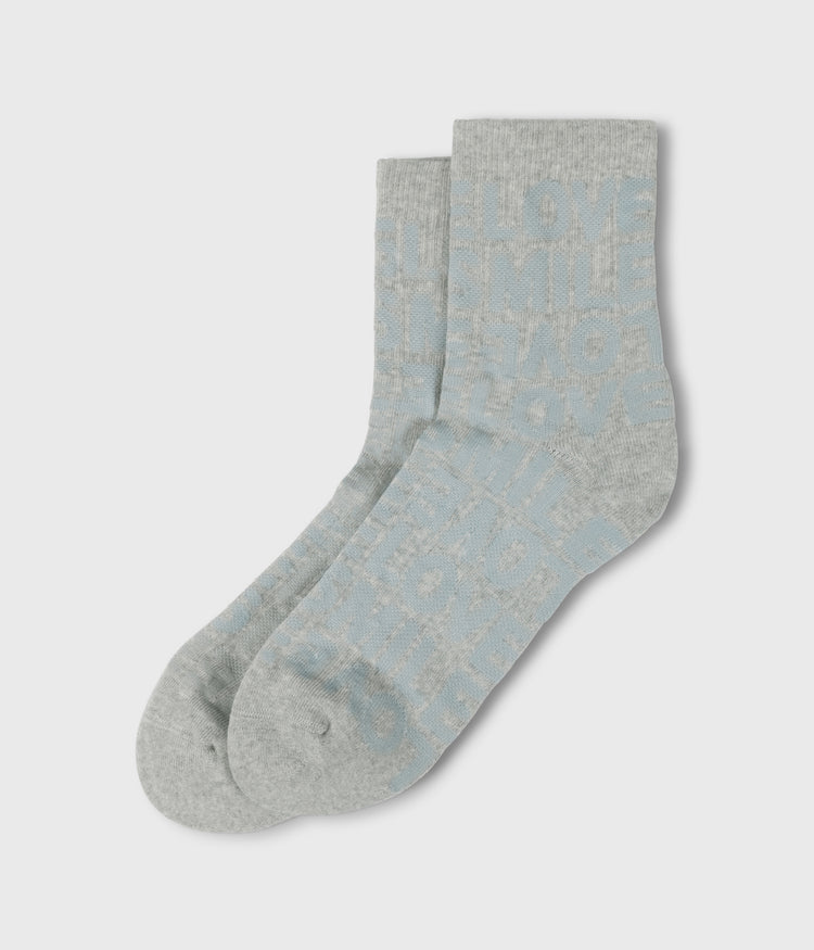 socks all-over smile love | light grey melee
