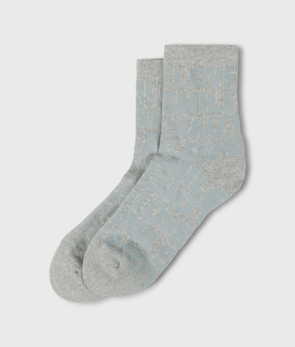 socks all-over smile love | light grey melee