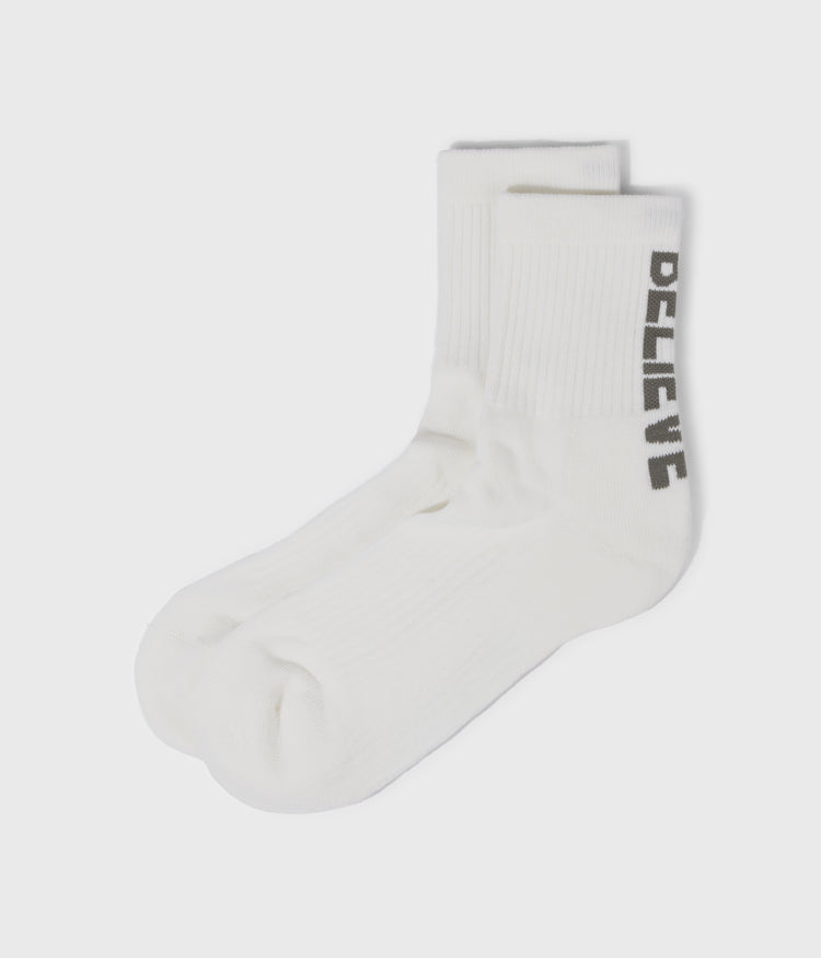 socks believe | ecru