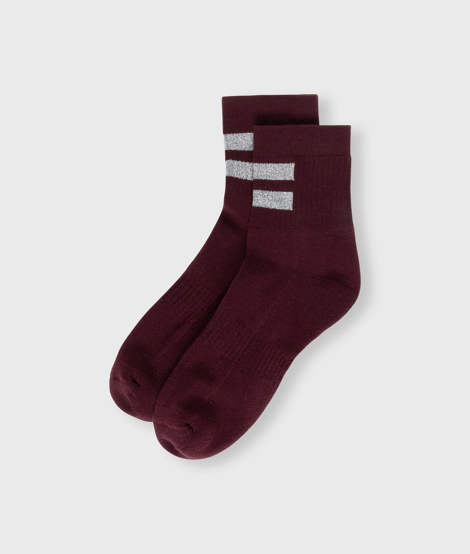 short socks stripes | aubergine