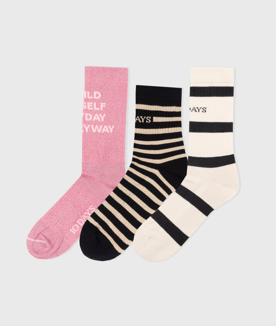 3-pack socks | bright pink