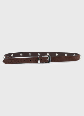 suede belt studs | deep brown