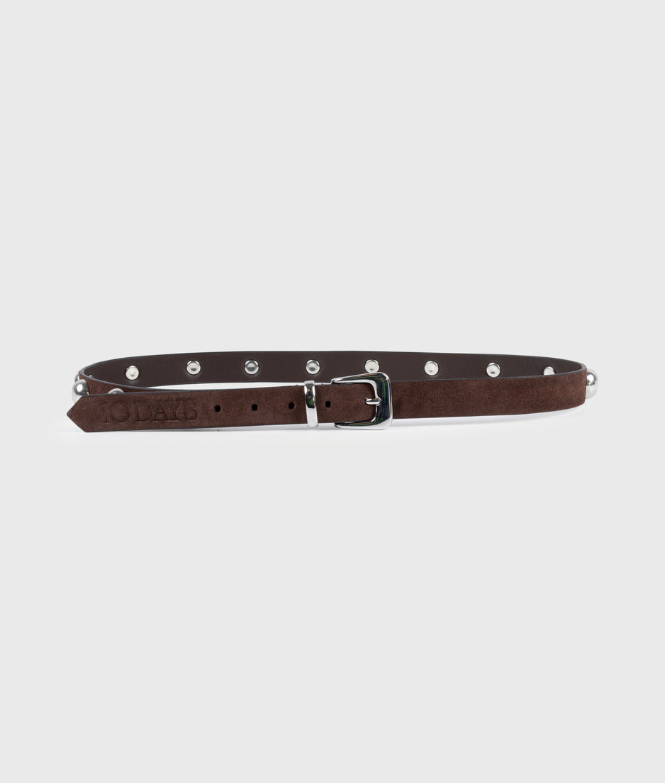 suede belt studs | deep brown