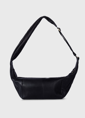 leren banana bag | black