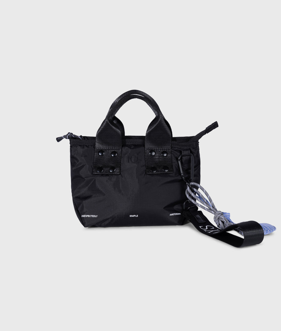 kleine gewatterde shopper | black