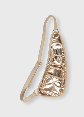 metallic crossbody bag | rose gold