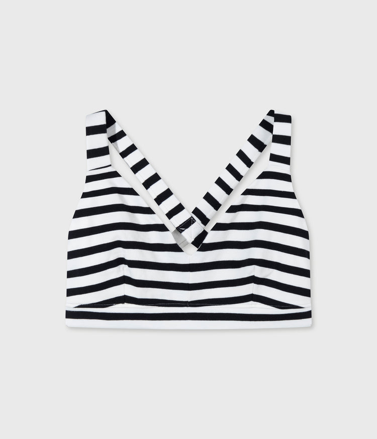 sporty bra stripes | ecru/black