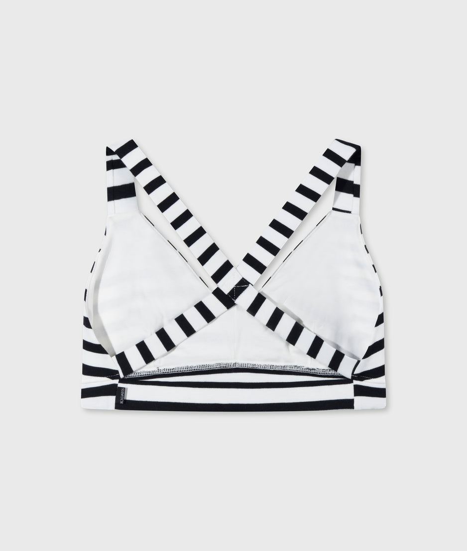 sporty bra stripes | ecru/black