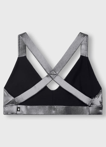 shiny sporty bra | silver
